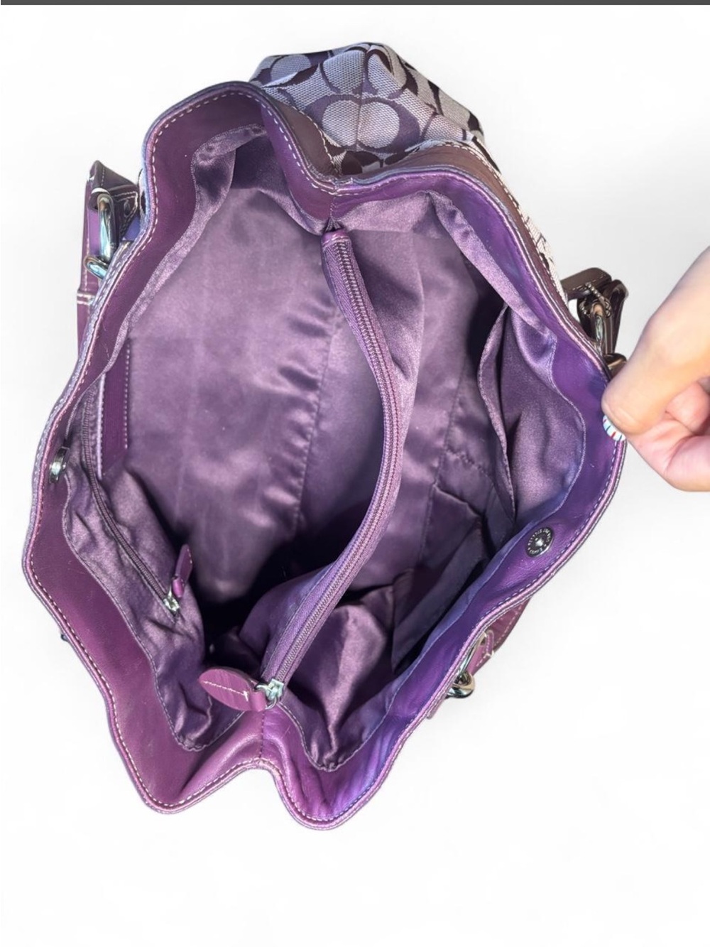 Coach F14569 Signature Purple Jacquard Gallery Tote Y2K Shoulder Bag - Picture 6 of 8